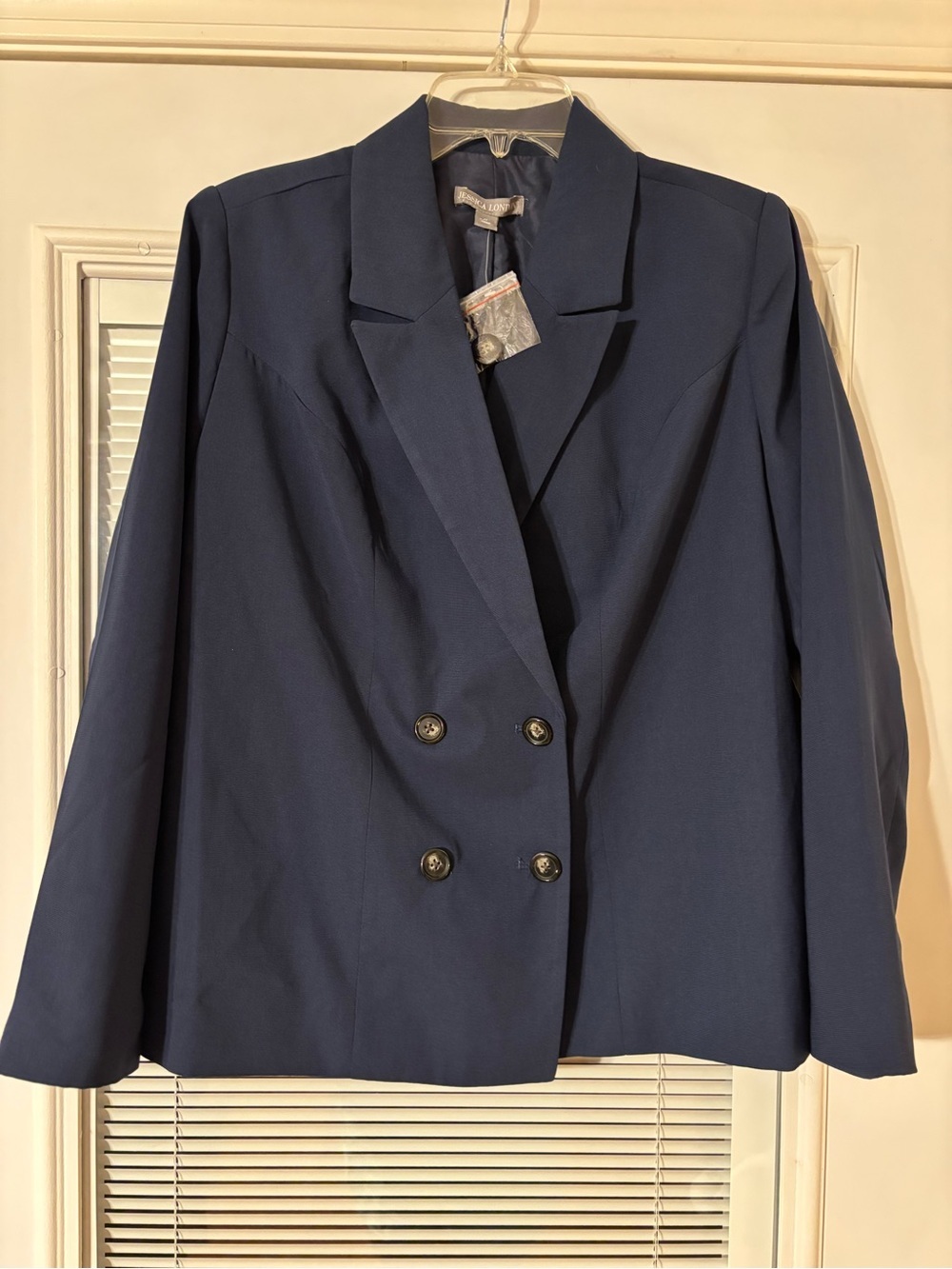 Jessica London Double-Breasted Navy Blazer